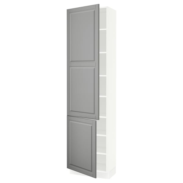 SEKTION Gabinete alto+estantes/2 puertas, blanco/Bodbyn gris, 24x15x90 "
