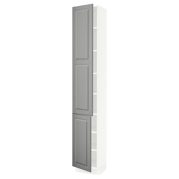 SEKTION Gabinete alto+estantes/2 puertas, blanco/Bodbyn gris, 15x15x90 "