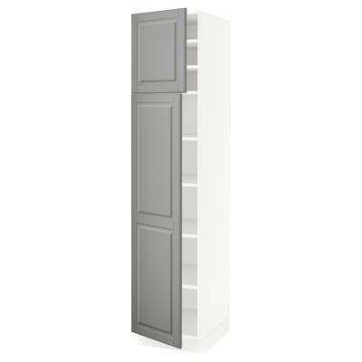 SEKTION Gabinete alto+estantes/2 puertas, blanco/Bodbyn gris, 18x24x80 "