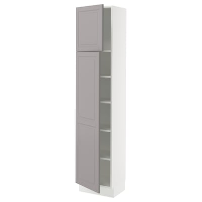 SEKTION Gabinete alto+estantes/2 puertas, blanco/Bodbyn gris, 18x15x80 "