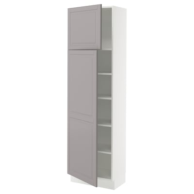 SEKTION Gabinete alto+estantes/2 puertas, blanco/Bodbyn gris, 24x15x80 "