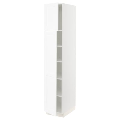 SEKTION Gabinete alto+estantes/2 puertas, blanco Enköping/blanco efecto madera, 15x24x80 "