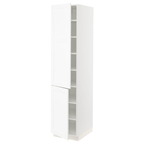 SEKTION Gabinete alto+estantes/2 puertas, blanco Enköping/blanco efecto madera, 18x24x80 "