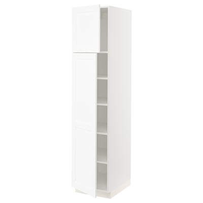 SEKTION Gabinete alto+estantes/2 puertas, blanco Enköping/blanco efecto madera, 18x24x80 "