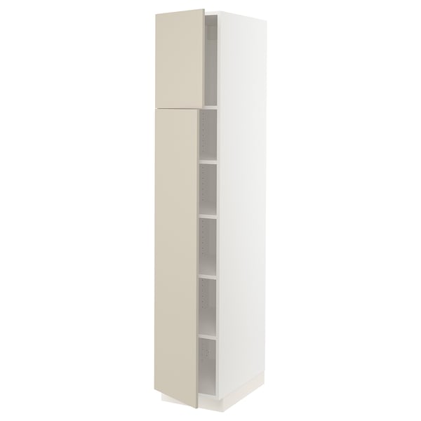 SEKTION Gabinete alto+estantes/2 puertas, blanco/Havstorp beige, 15x24x80 "