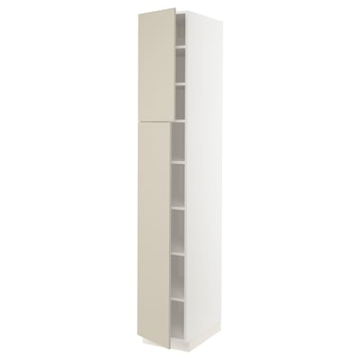 SEKTION Gabinete alto+estantes/2 puertas, blanco/Havstorp beige, 15x24x90 "
