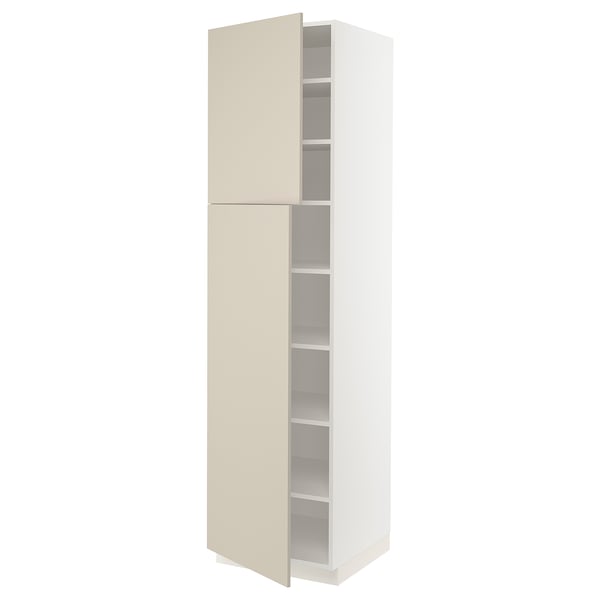 SEKTION Gabinete alto+estantes/2 puertas, blanco/Havstorp beige, 24x24x90 "