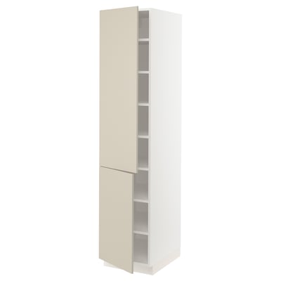 SEKTION Gabinete alto+estantes/2 puertas, blanco/Havstorp beige, 18x24x80 "
