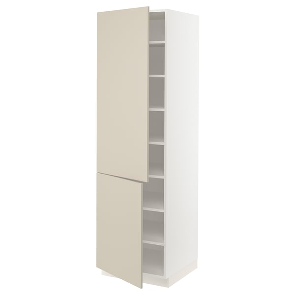 SEKTION Gabinete alto+estantes/2 puertas, blanco/Havstorp beige, 24x24x80 "