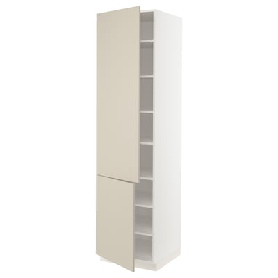 SEKTION Gabinete alto+estantes/2 puertas, blanco/Havstorp beige, 24x24x90 "