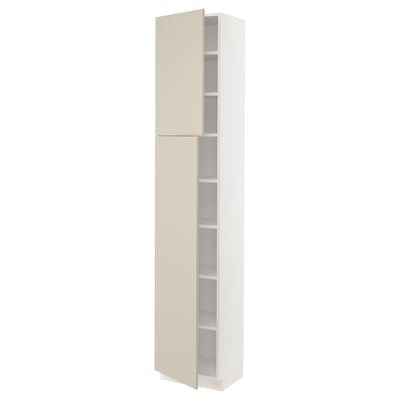 SEKTION Gabinete alto+estantes/2 puertas, blanco/Havstorp beige, 18x15x90 "