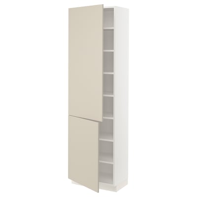 SEKTION Gabinete alto+estantes/2 puertas, blanco/Havstorp beige, 24x15x80 "