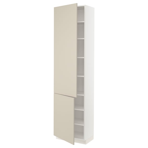 SEKTION Gabinete alto+estantes/2 puertas, blanco/Havstorp beige, 24x15x90 "