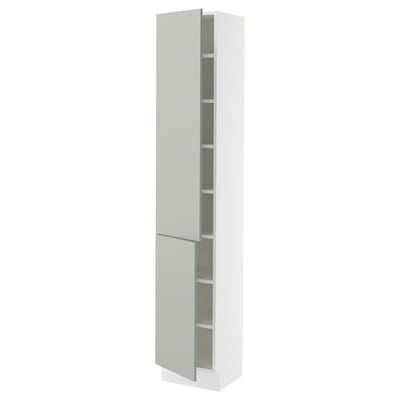 SEKTION Gabinete alto+estantes/2 puertas, blanco/Havstorp gris claro, 15x15x80 "