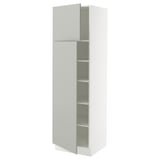 SEKTION Gabinete alto+estantes/2 puertas, blanco/Havstorp gris claro, 24x24x80 "
