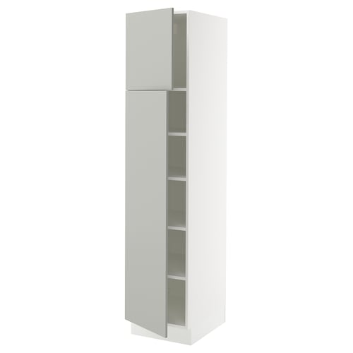SEKTION Gabinete alto+estantes/2 puertas, blanco/Havstorp gris claro, 18x24x80 "