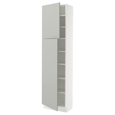 SEKTION Gabinete alto+estantes/2 puertas, blanco/Havstorp gris claro, 24x15x90 "