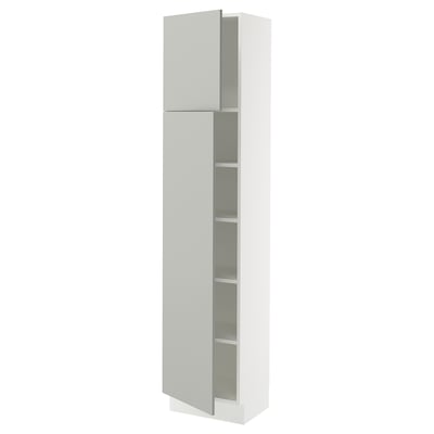 SEKTION Gabinete alto+estantes/2 puertas, blanco/Havstorp gris claro, 18x15x80 "