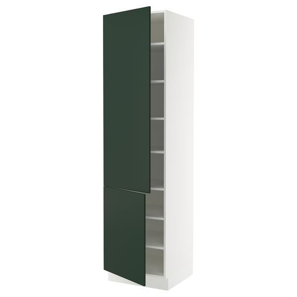 SEKTION Gabinete alto+estantes/2 puertas, blanco/Havstorp verde oscuro, 24x24x90 "