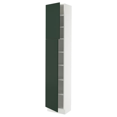 SEKTION Gabinete alto+estantes/2 puertas, blanco/Havstorp verde oscuro, 18x15x90 "