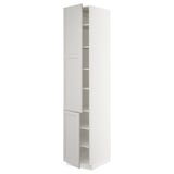 SEKTION Gabinete alto+estantes/2 puertas, blanco/Lerhyttan gris claro, 18x24x90 "