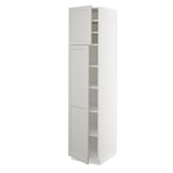 SEKTION Gabinete alto+estantes/2 puertas, blanco/Lerhyttan gris claro, 18x24x80 "