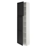 SEKTION Gabinete alto+estantes/2 puertas, blanco/Lerhyttan teñido en negro, 24x15x90 "