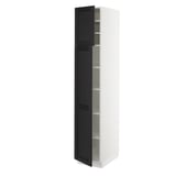 SEKTION Gabinete alto+estantes/2 puertas, blanco/Lerhyttan teñido en negro, 15x24x80 "