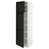 SEKTION Gabinete alto+estantes/2 puertas, blanco/Lerhyttan teñido en negro, 24x24x80 "