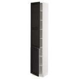 SEKTION Gabinete alto+estantes/2 puertas, blanco/Lerhyttan teñido en negro, 15x15x80 "