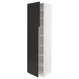 SEKTION Gabinete alto+estantes/2 puertas, blanco/Nickebo antracita mate, 24x24x90 "