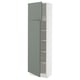 SEKTION Gabinete alto+estantes/2 puertas, blanco/Nickebo verde grisáceo mate, 24x15x80 "