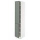 SEKTION Gabinete alto+estantes/2 puertas, blanco/Nickebo verde grisáceo mate, 15x24x80 "
