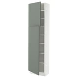 SEKTION Gabinete alto+estantes/2 puertas, blanco/Nickebo verde grisáceo mate, 24x15x90 "