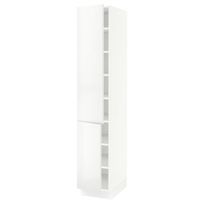 SEKTION Gabinete alto+estantes/2 puertas, blanco/Ringhult blanco, 15x24x80 "
