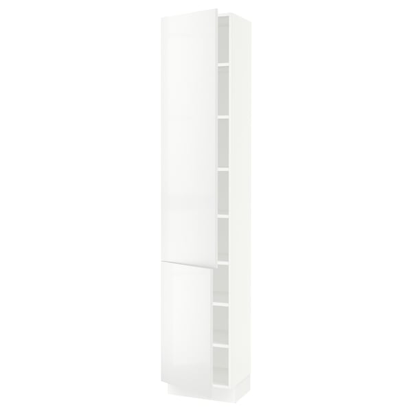 SEKTION Gabinete alto+estantes/2 puertas, blanco/Ringhult blanco, 18x15x90 "