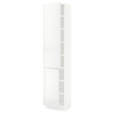 SEKTION Gabinete alto+estantes/2 puertas, blanco/Ringhult blanco, 18x15x80 "