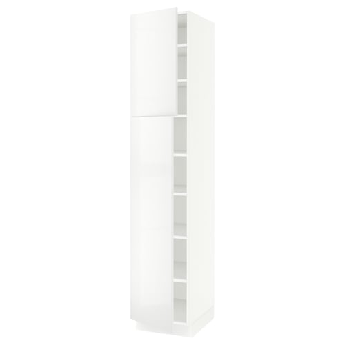 SEKTION Gabinete alto+estantes/2 puertas, blanco/Ringhult blanco, 18x24x90 "