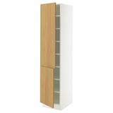 SEKTION Gabinete alto+estantes/2 puertas, blanco/Sinarp chapa de roble, 18x24x80 "