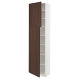 SEKTION Gabinete alto+estantes/2 puertas, blanco/Sinarp marrón, 24x15x90 "