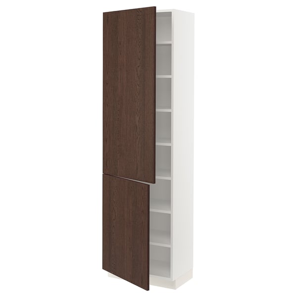 SEKTION Gabinete alto+estantes/2 puertas, blanco/Sinarp marrón, 24x15x80 "
