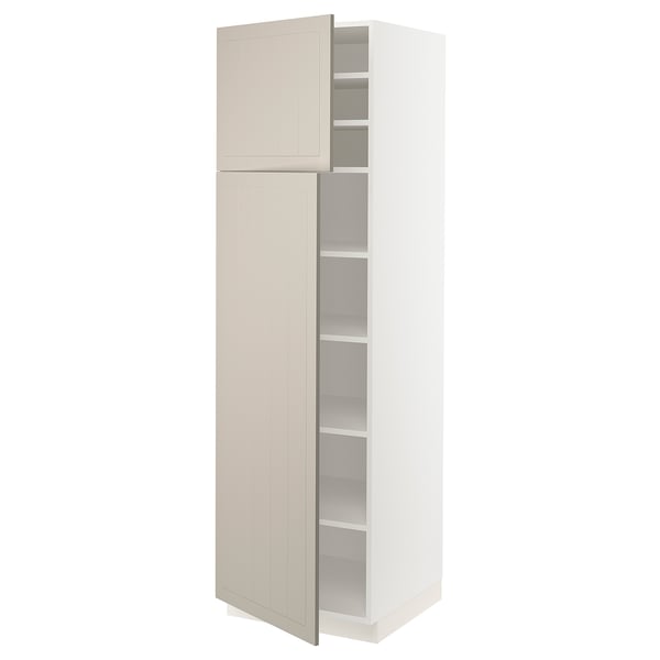 SEKTION Gabinete alto+estantes/2 puertas, blanco/Stensund beige, 24x24x80 "