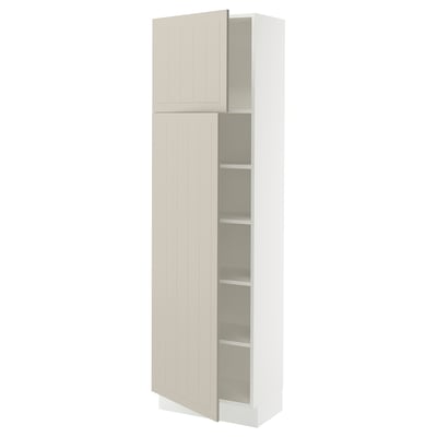 SEKTION Gabinete alto+estantes/2 puertas, blanco/Stensund beige, 24x15x80 "