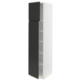 SEKTION Gabinete alto+estantes/2 puertas, blanco/Upplöv antracita mate, 18x24x80 "