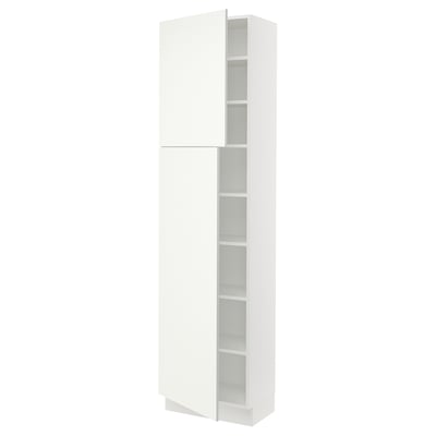 SEKTION Gabinete alto+estantes/2 puertas, blanco/Vallstena blanco, 24x15x90 "