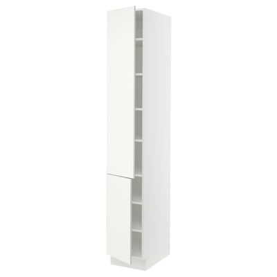 SEKTION Gabinete alto+estantes/2 puertas, blanco/Vallstena blanco, 15x24x90 "