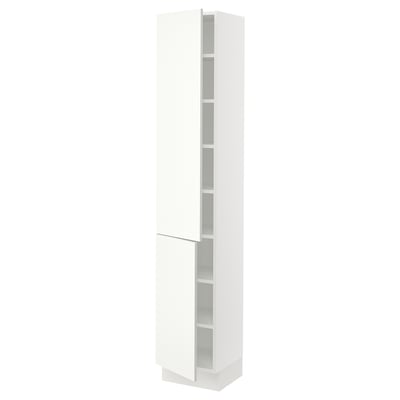 SEKTION Gabinete alto+estantes/2 puertas, blanco/Vallstena blanco, 15x15x80 "