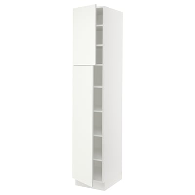 SEKTION Gabinete alto+estantes/2 puertas, blanco/Vallstena blanco, 18x24x90 "