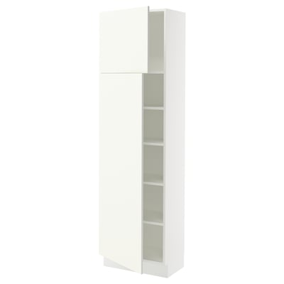 SEKTION Gabinete alto+estantes/2 puertas, blanco/Vallstena blanco, 24x15x80 "