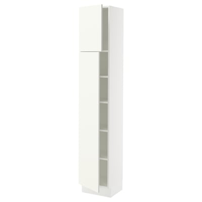 SEKTION Gabinete alto+estantes/2 puertas, blanco/Vallstena blanco, 15x15x80 "